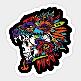 Mexican Aztec Warrior Skull Sticker